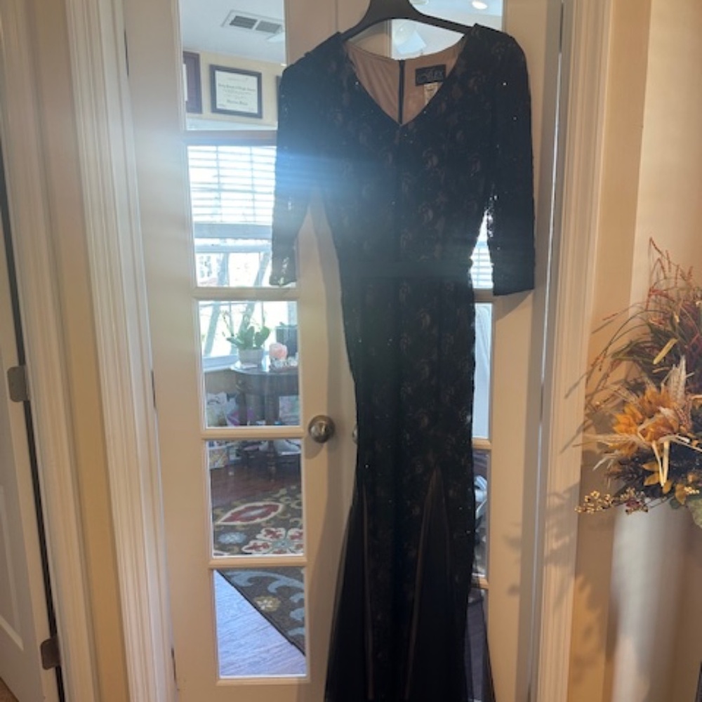 Black lace and sequin long gown. Size 14